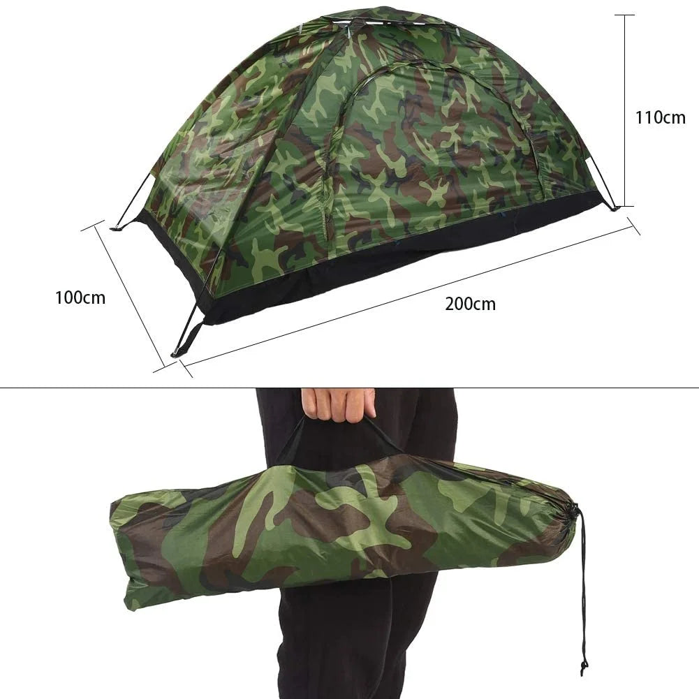 Camouflage Tent UV Protection Waterproof One Person Tent for Camping Hiking, Lightweight Backpacking Dome Tents, Camouflage Tent