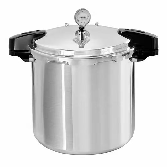 24 Qt. Silver Aluminum Pressure Cooker with Gauge, Large Capacity Aluminum Pressure Canners, 14.5 PSI, Widely Used