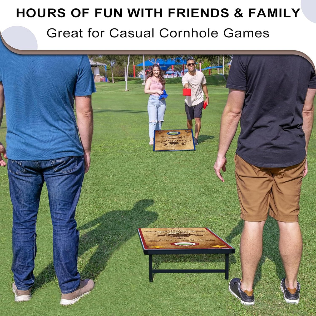 LED Cornhole Set, 3 X 2Ft / 4 X2 Ft Cornhole Board Game Set, Corn Hole Outdoor Game, Multi-Design with Light-Up Border, 8 Bean Bags, Carrying Case for Backyard, Beach, Lawn