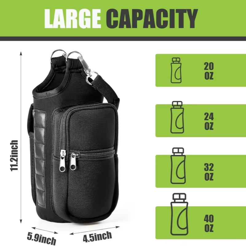 Magnetic Water Bottle Carrier Bag with Phone Pocket