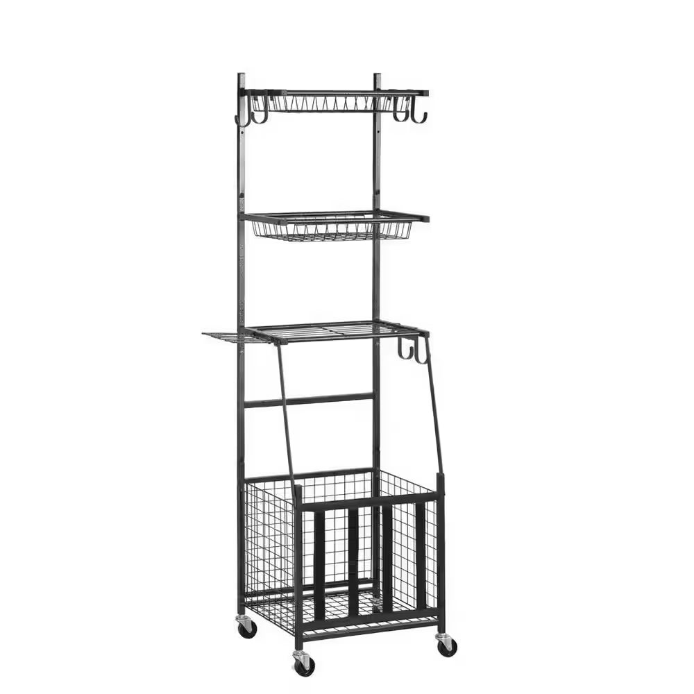 4-Tier Rolling Sports Storage Rack Sports Equipment Organizer