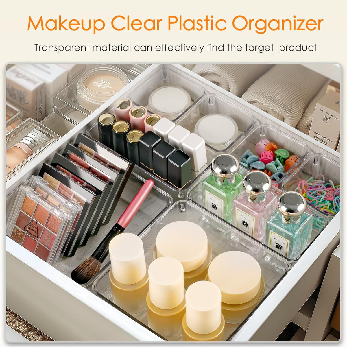 Drawer Organizer, 36 Pack Large Clear Plastic Drawer Organizers Set, 3 Size Versatile Bathroom and Vanity Drawer Organizer Trays, Storage Bins for Makeup, Bedroom, Kitchen Gadgets Utensils