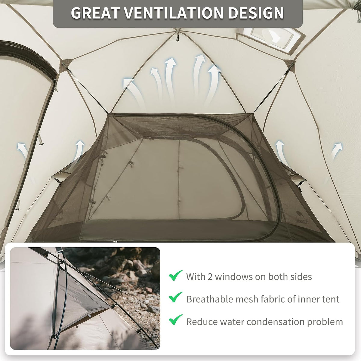Massif Hot Tent with Stove Jack, Waterproof Windproof 4 Season Tent, 2/4 Person Cold Weather Winter Tents for Camping