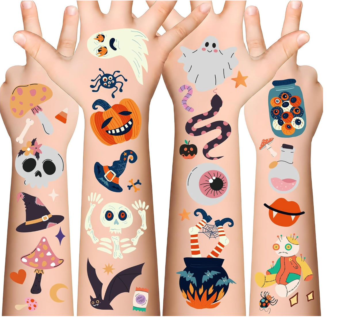 190 PCS Halloween Tattoos for Kids - Halloween Party Favors - Halloween Games Tr