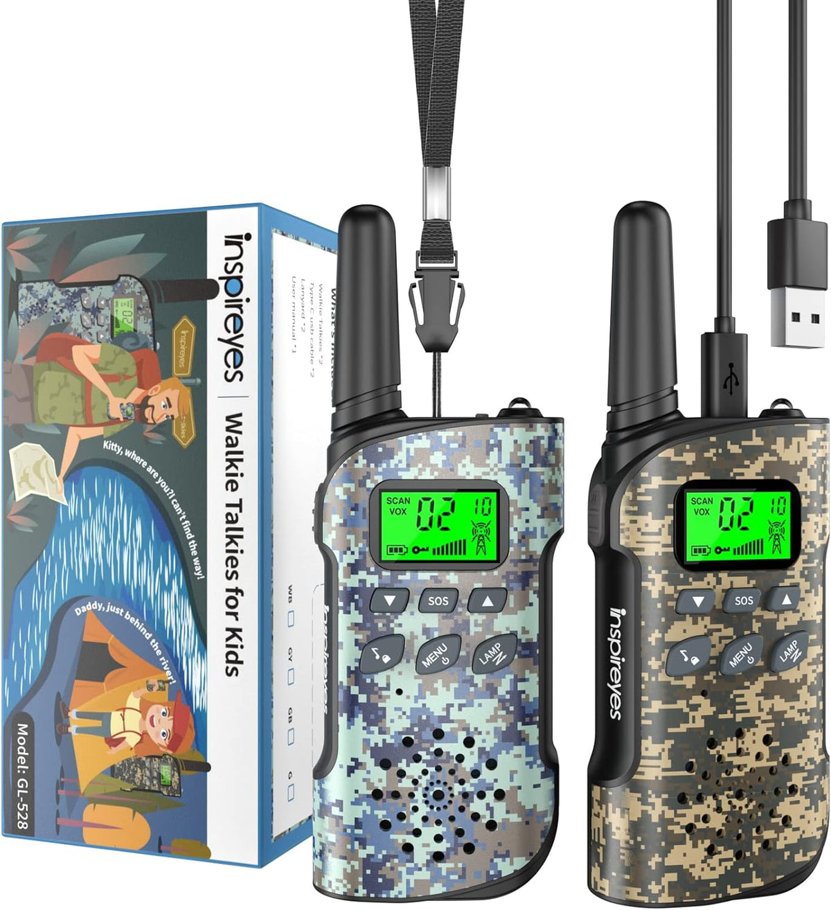 Kids Walkie Talkies, Rechargeable 2 Pack Long Range 2-Way Radios