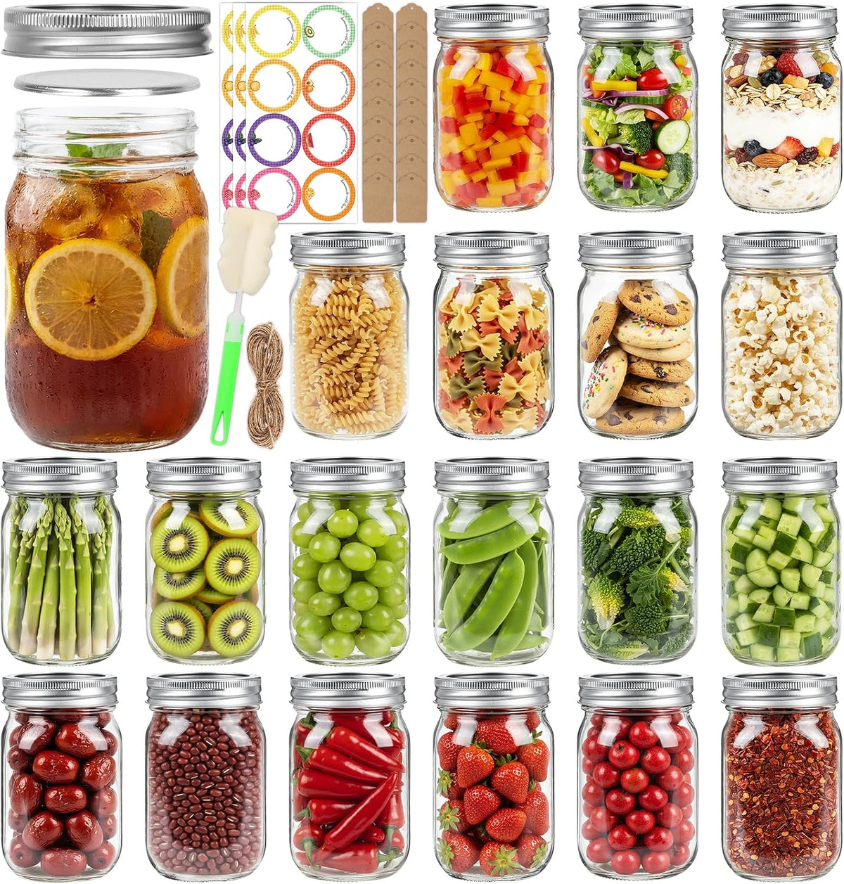 12 Oz Mason Jars with Regular Mouth Lids 20 Pack