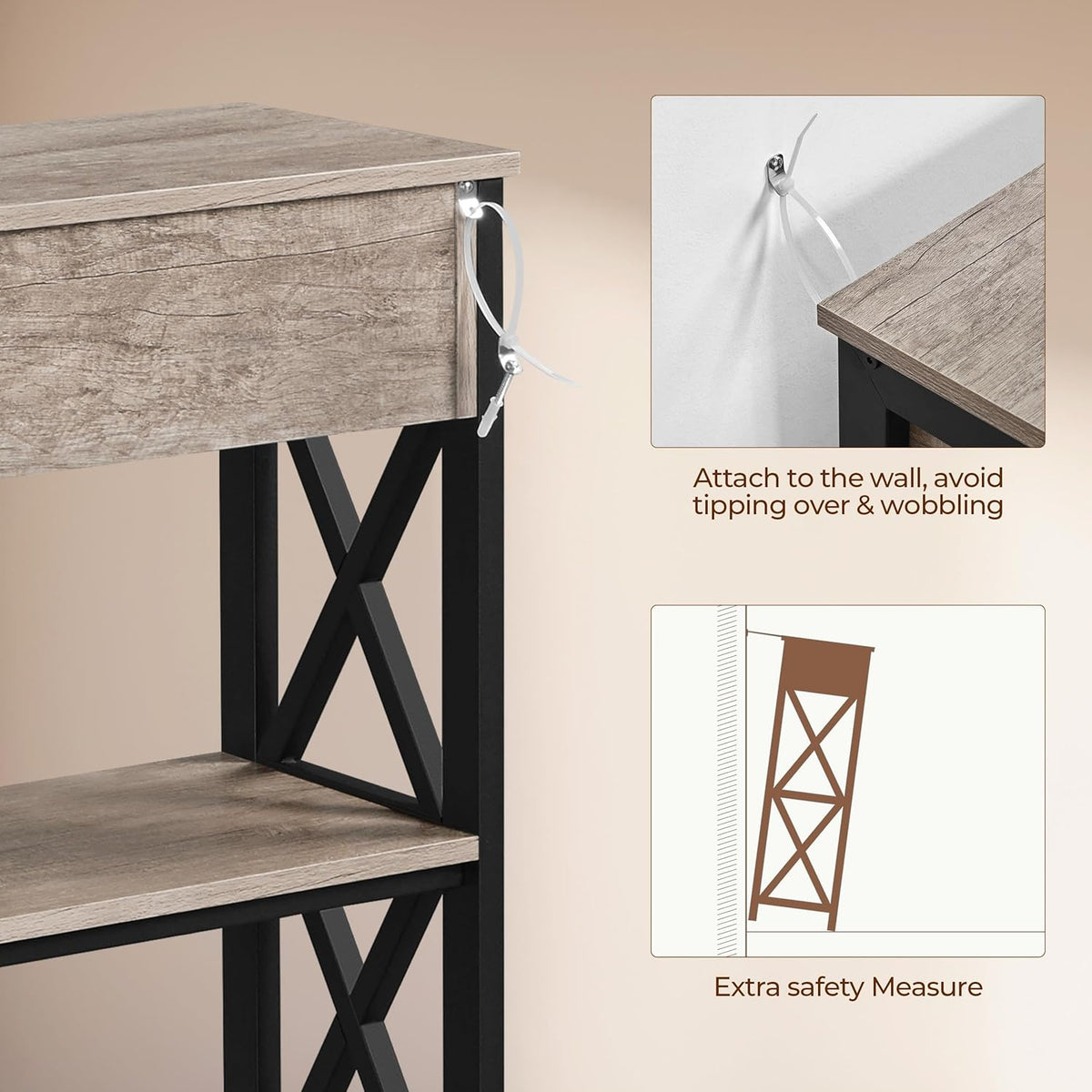 Yaheetech Console Table with Drawer, Entry Table with 3 Tier Storage, Gray