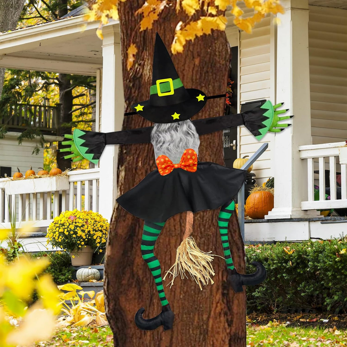 43" Crashing Witch Halloween Decorations Outdoor
