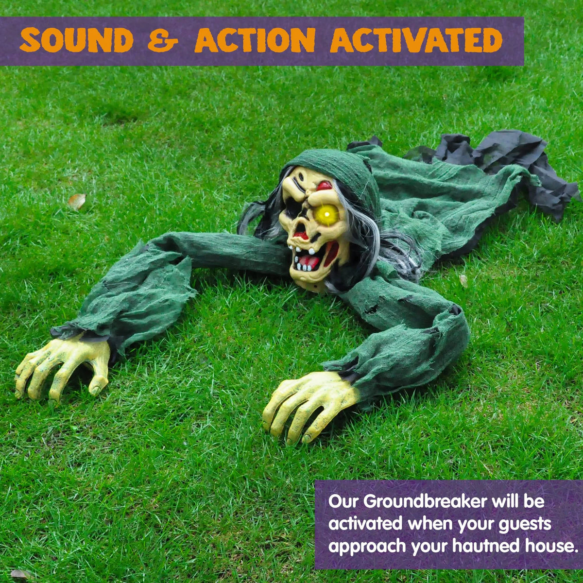 Joyfy Halloween Decorations Outdoor Groundbreaker Creepy Life Size Light up Climbing Zombie Groundbreaker with Sound,Motion Activated Halloween Decorations Haunted House Decorations