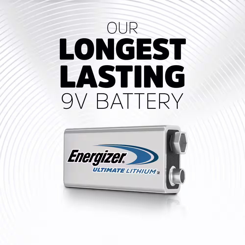 Ultimate Lithium 9V Batteries (2-Pack), Lithium 9-Volt Batteries