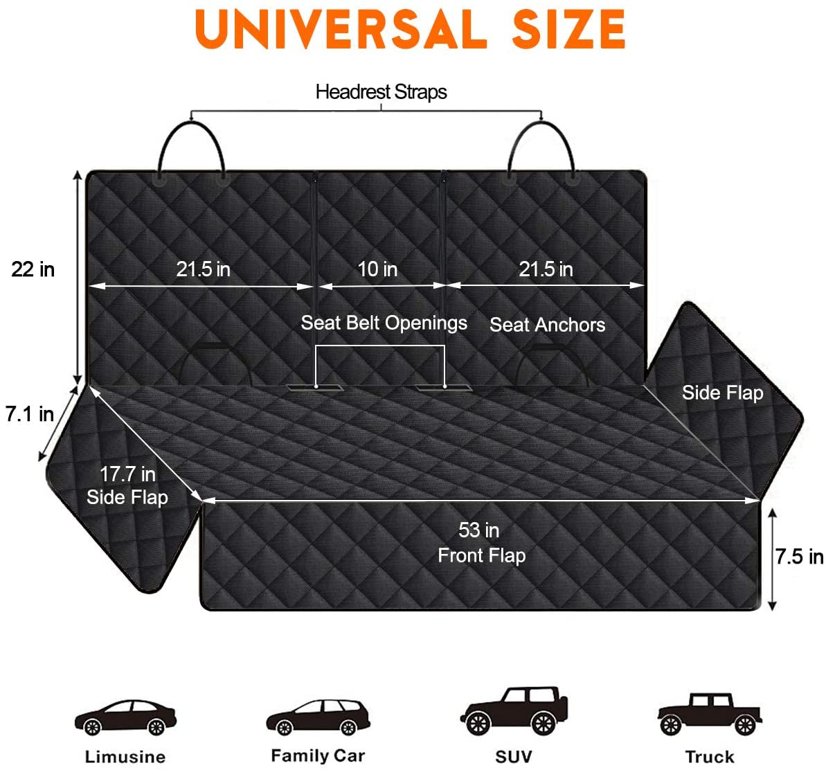 Waterproof Dog Car Seat Cover with Armrest Access