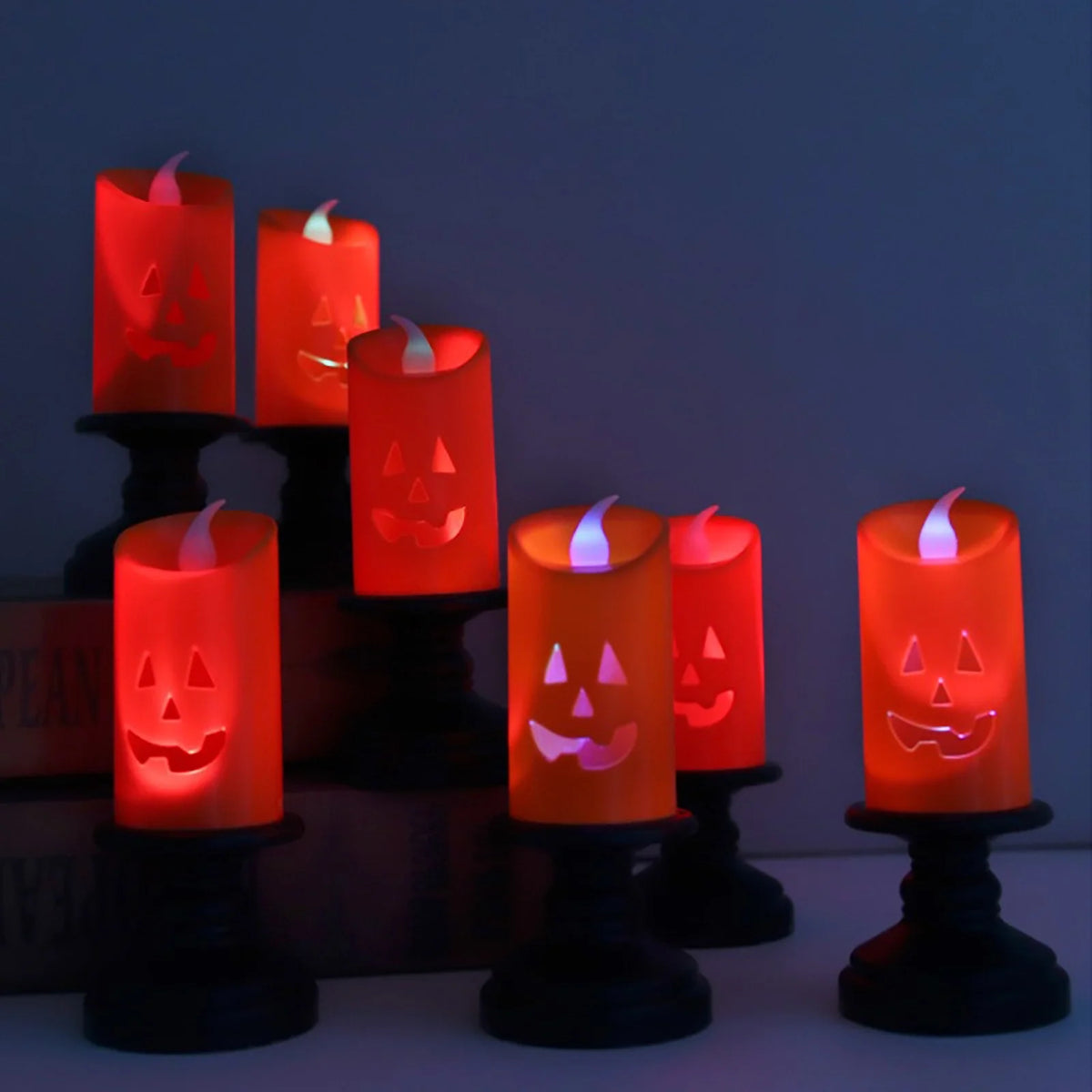 Suncoda Halloween Pumpkin Lights, Halloween LED Candle Light Halloween Decoration Pum-Pkin Lantern Pumpkin Decorations, Halloween Gifts (3Pcs)