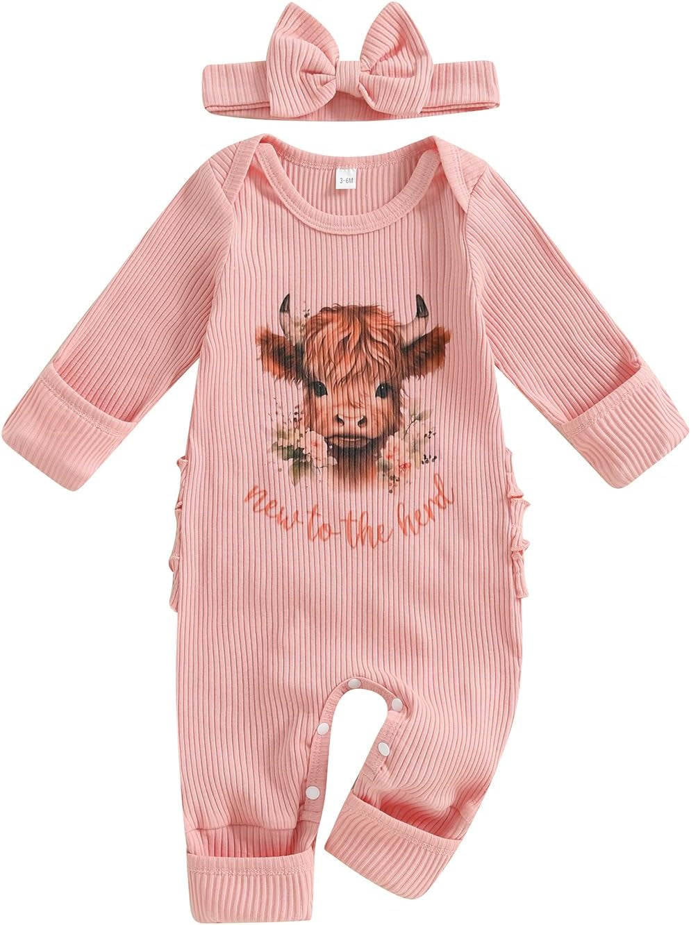 Infant Baby Girl Fall Outfit Sweatshirt Romper Ribbed Letter Print Jumpsuit Long Sleeve Bodysuit Cute Newborn Clothes