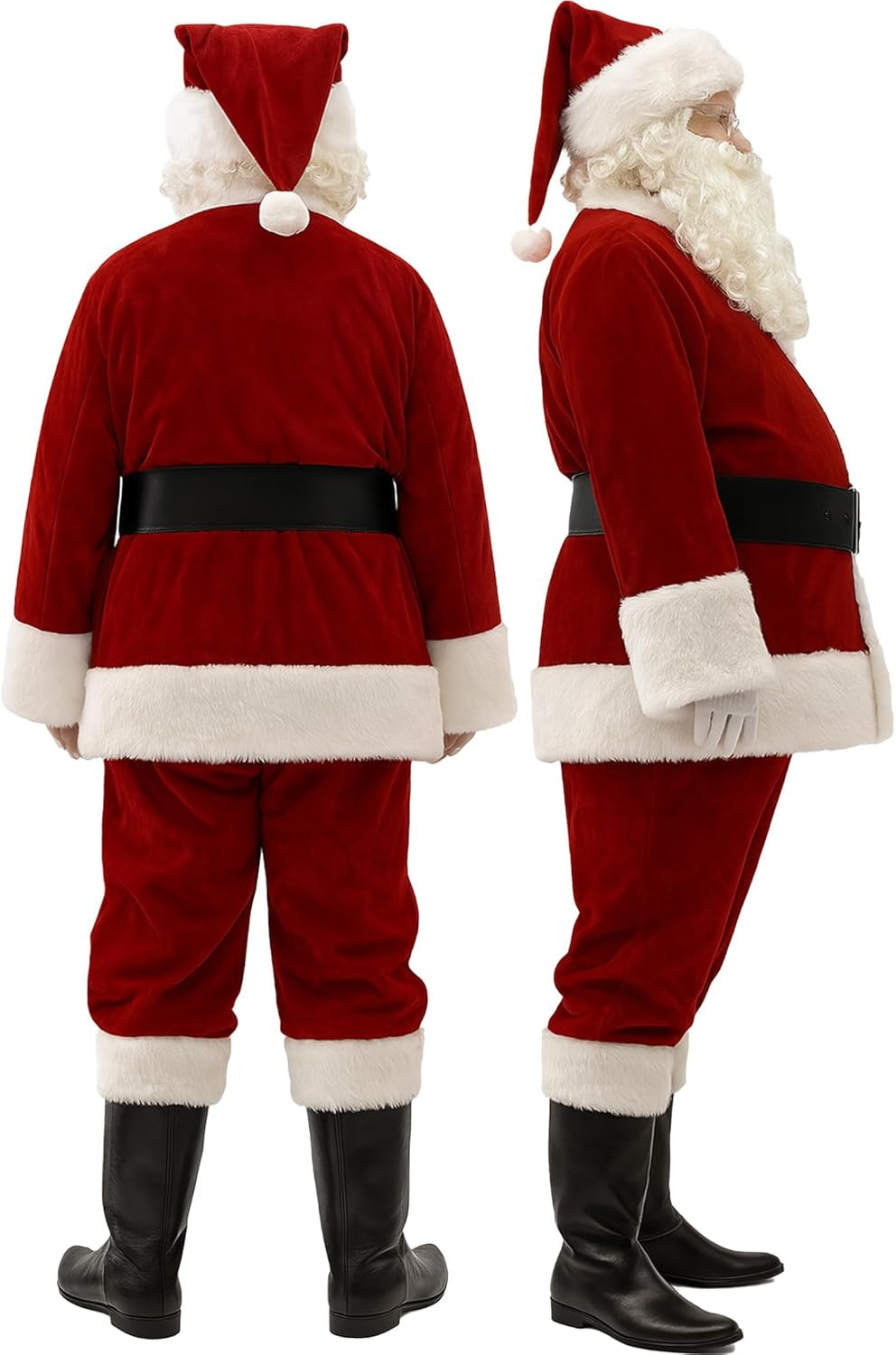 Men'S Deluxe Santa Suit 11Pc. Christmas Ultra Velvet Adult Santa Claus Costume