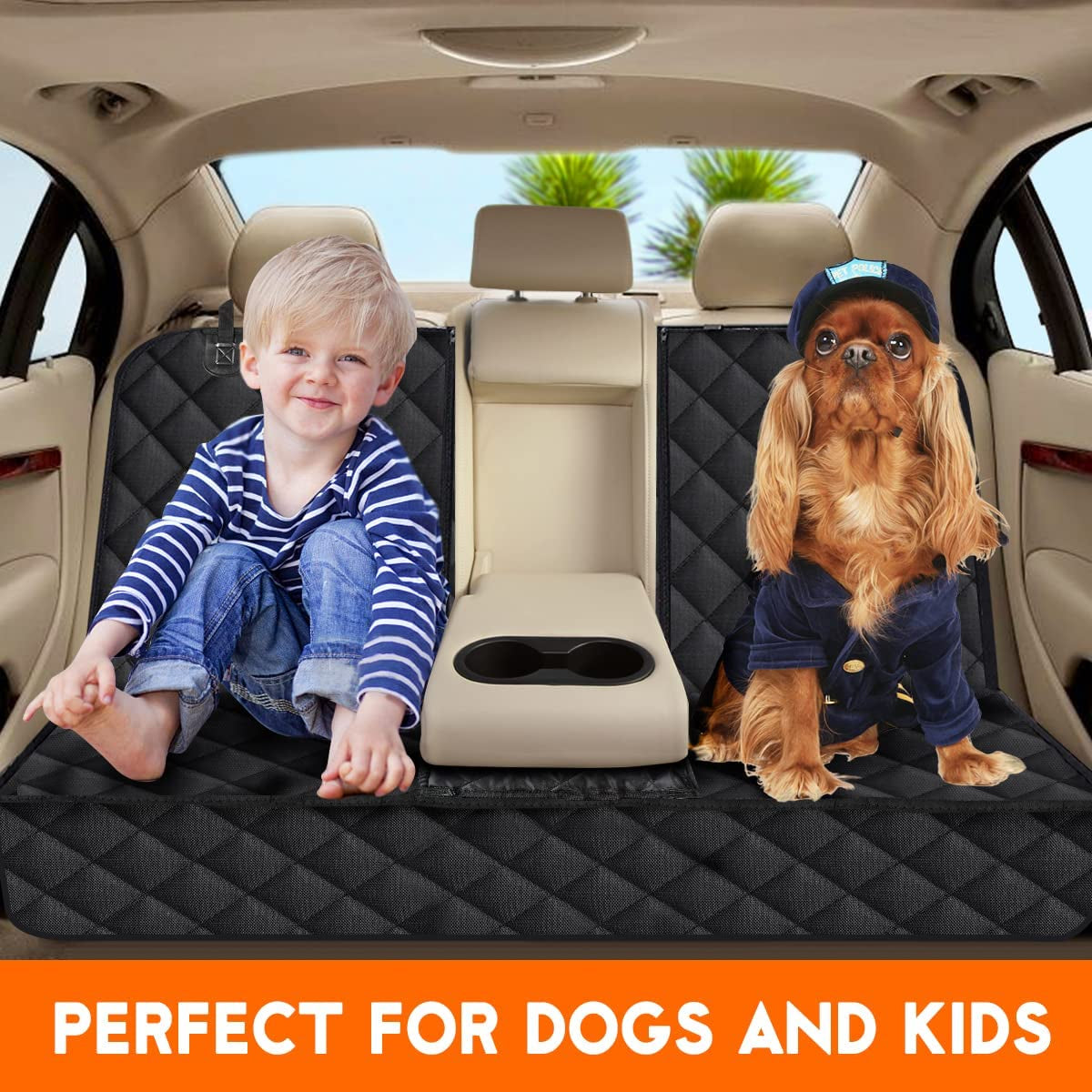 Waterproof Dog Car Seat Cover with Armrest Access