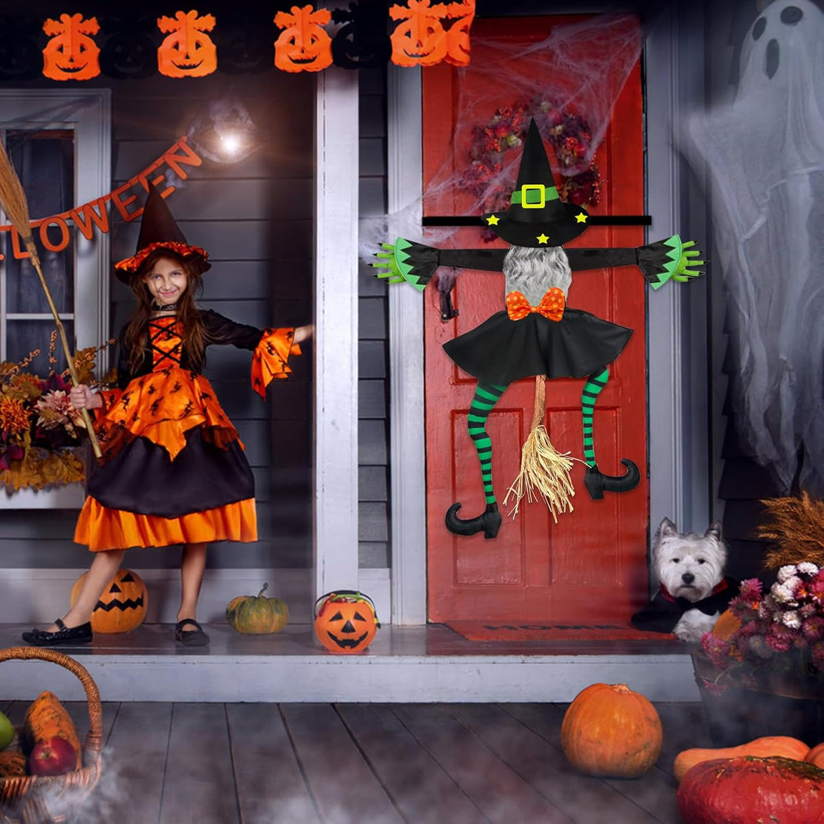 43" Crashing Witch Halloween Decorations Outdoor