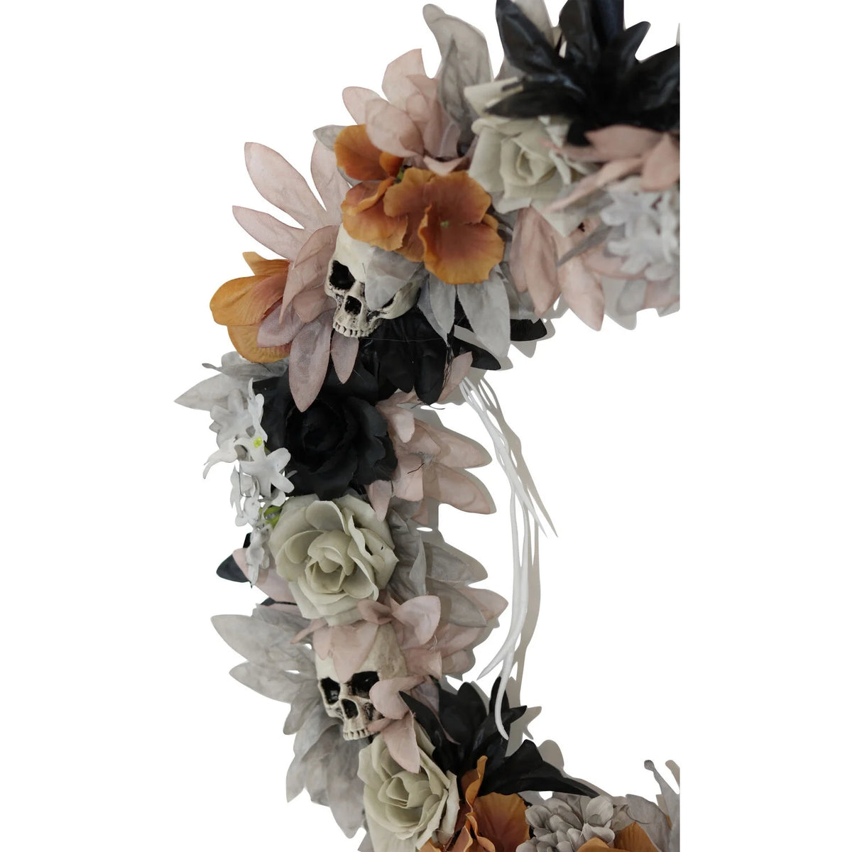 22 in Halloween Autumn Wreath with Skulls, Multicolor, HHWRTHSKL-7