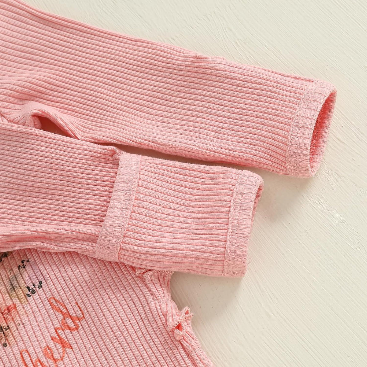 Infant Baby Girl Fall Outfit Sweatshirt Romper Ribbed Letter Print Jumpsuit Long Sleeve Bodysuit Cute Newborn Clothes
