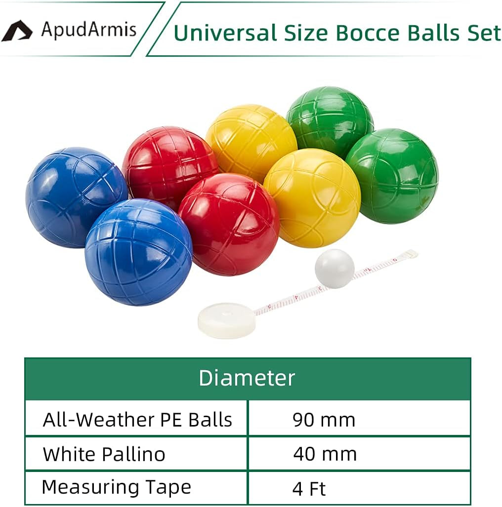 90Mm Bocce Ball Set, Soft PE Boccia Outdoor Game for Lawn Yard