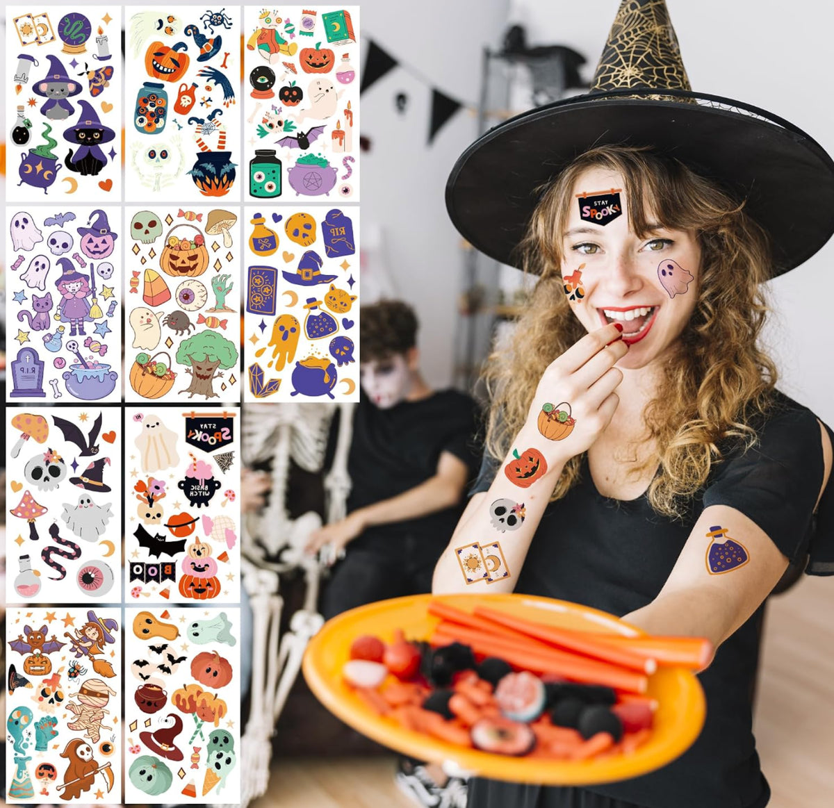 190 PCS Halloween Tattoos for Kids - Halloween Party Favors - Halloween Games Tr