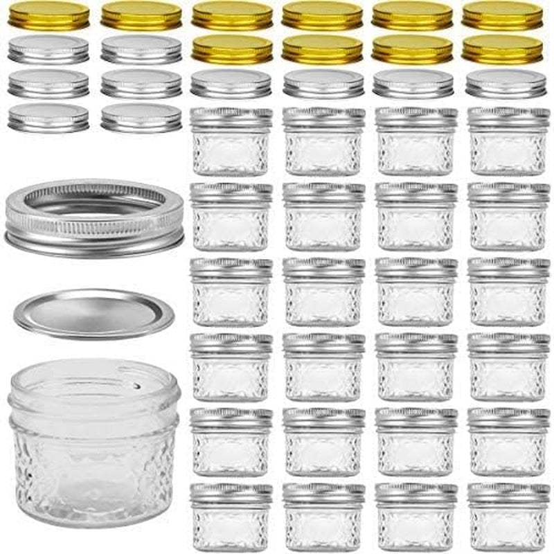 25 PACK Mini Mason Jars, 4 OZ Canning Mason Jars with Regular Lids
