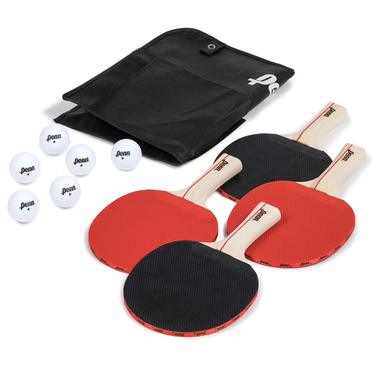 Penn Table Tennis Accessory Set - 4 Ping Pong Paddles, 6 Balls and Storage Pocket