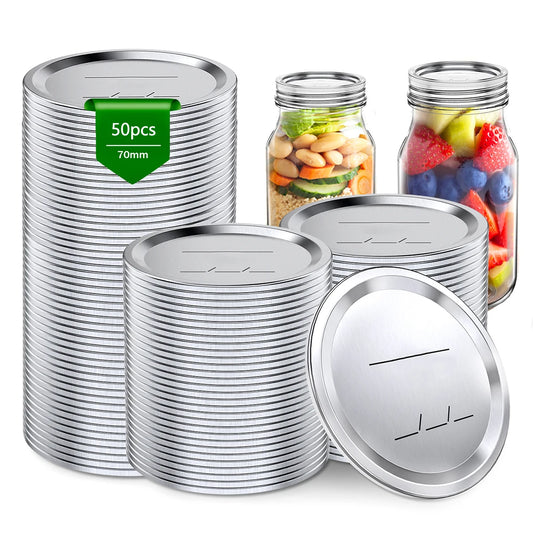 50/100Pcs Canning Lids 70Mm Reusable Universal Jar Lids Regular Mouth Canning Lids Leak-Proof Seal Lid for Canning Storage Jams
