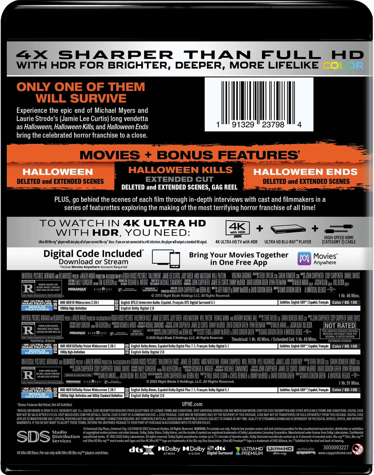 Halloween 3-Movie Collection (Halloween (2018) / Halloween Kills / Halloween Ends) (4K Ultra HD + Blu-Ray + Digital Copy)