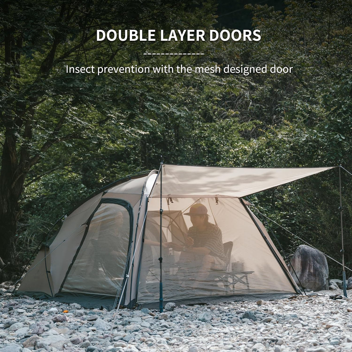 Massif Hot Tent with Stove Jack, Waterproof Windproof 4 Season Tent, 2/4 Person Cold Weather Winter Tents for Camping