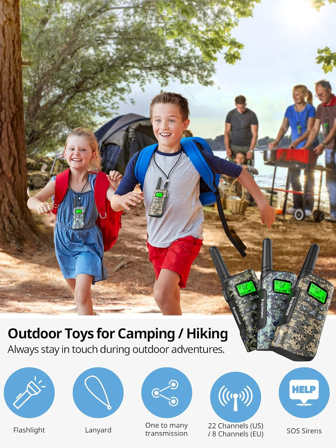 Kids Walkie Talkies, Rechargeable 2 Pack Long Range 2-Way Radios