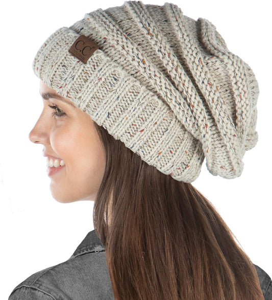 Exclusives Slouchy Beanie for Women – Oversized Winter Hat, Chunky Cable Knit Beanies, Unisex Cold Weather Hats