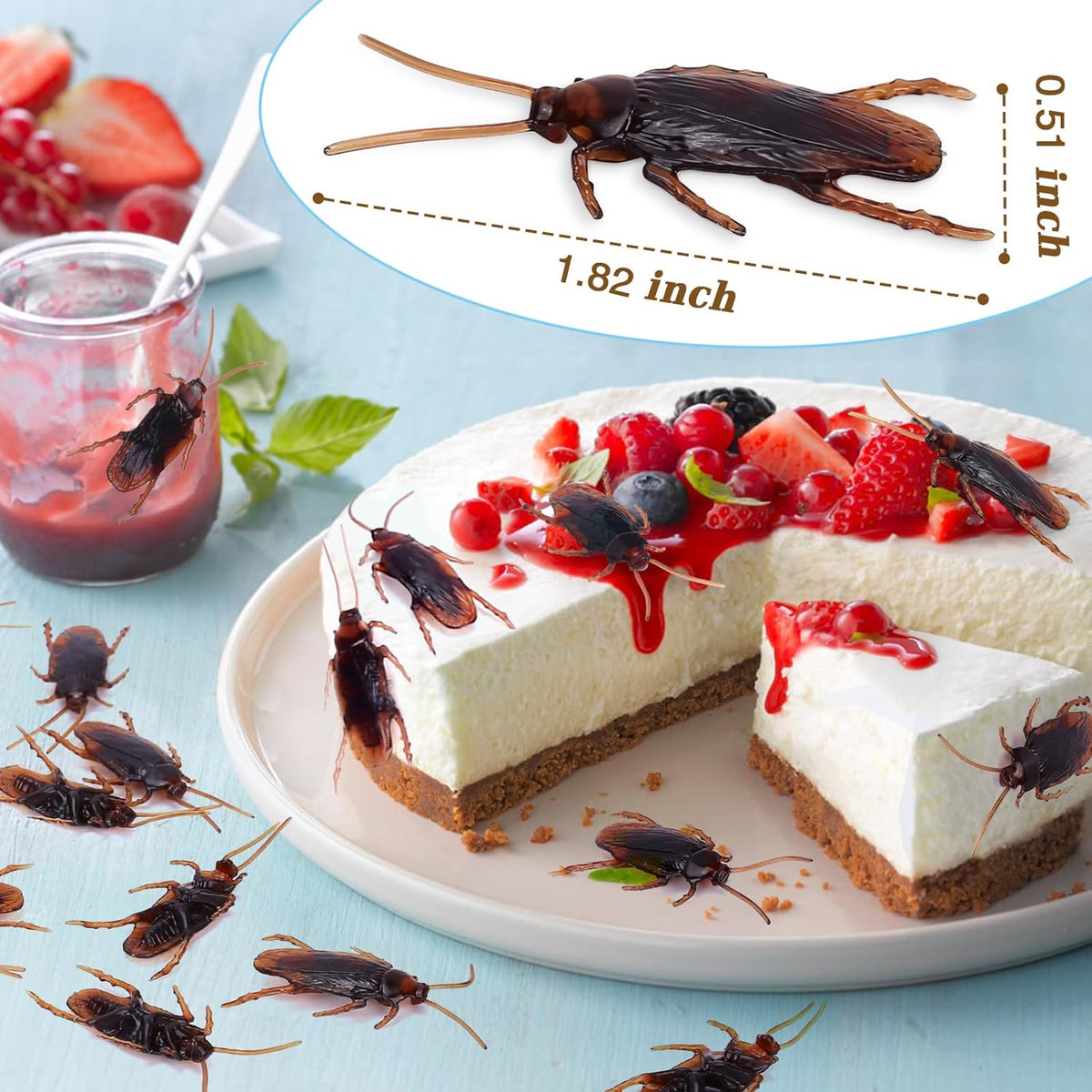 Wirrabilla 50PCS Fake Cockroaches, Pretty Realistic Faux Roaches