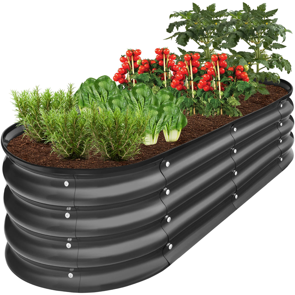 Raised Metal Oval Garden Bed Planter (4x2x1 Ft)