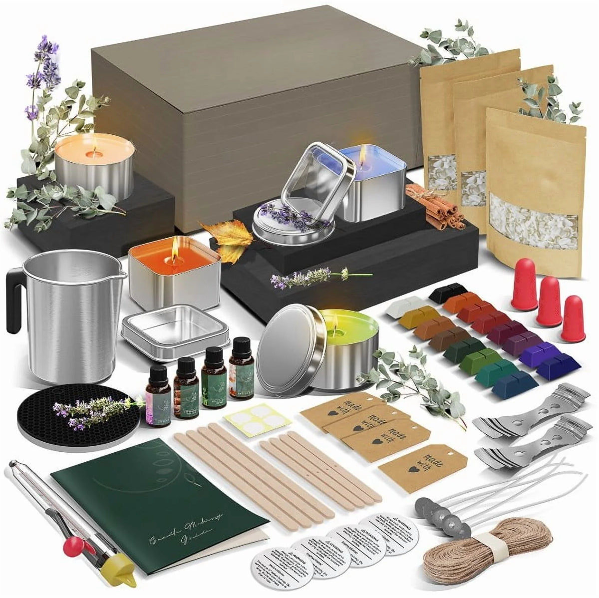 Craftbud Complete Soy Wax Candle Making Kit for Adults and Kids with 2LB Candle Wax for Candle Making Supplies