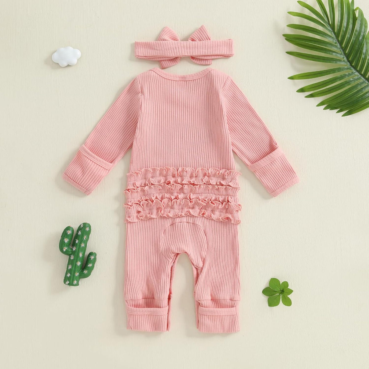 Infant Baby Girl Fall Outfit Sweatshirt Romper Ribbed Letter Print Jumpsuit Long Sleeve Bodysuit Cute Newborn Clothes
