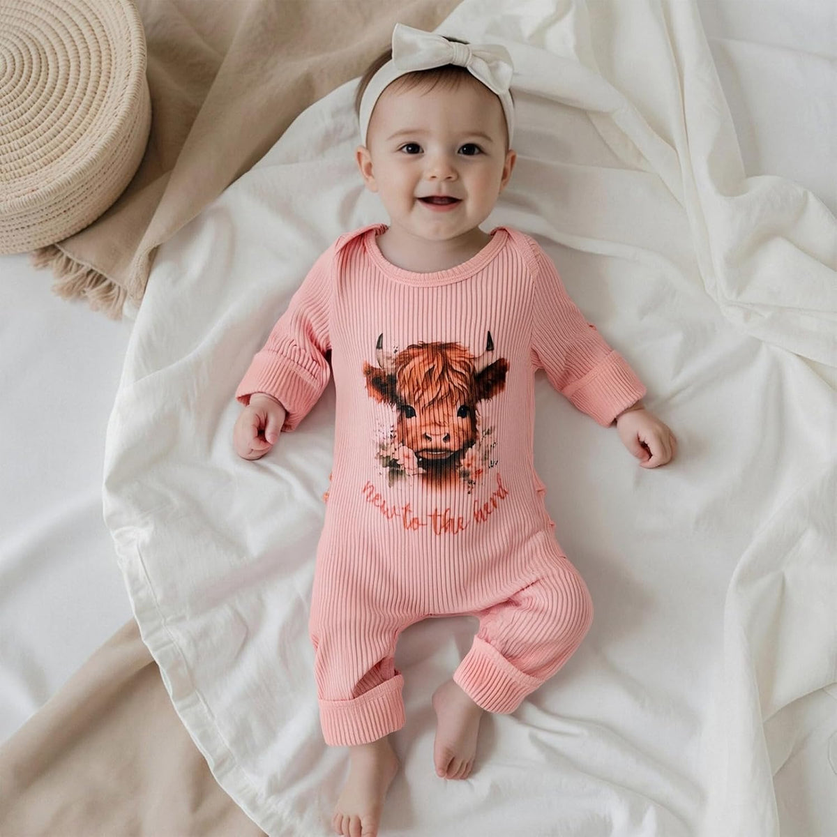 Infant Baby Girl Fall Outfit Sweatshirt Romper Ribbed Letter Print Jumpsuit Long Sleeve Bodysuit Cute Newborn Clothes