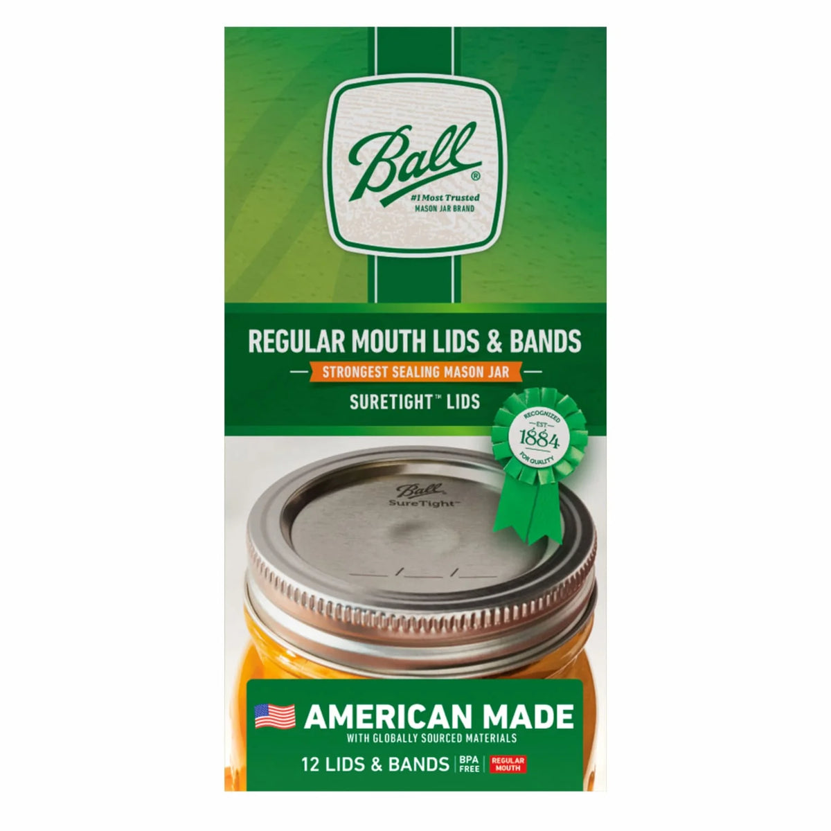 (10 Pack)  Regular Mouth Jar Lids and Bands, 12 Count