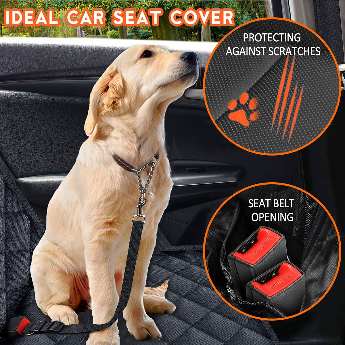 Waterproof Dog Car Seat Cover with Armrest Access