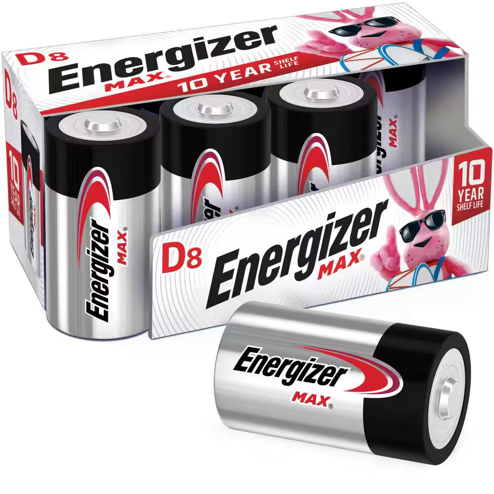 MAX D Batteries (8-Pack), D Cell Alkaline Batteries