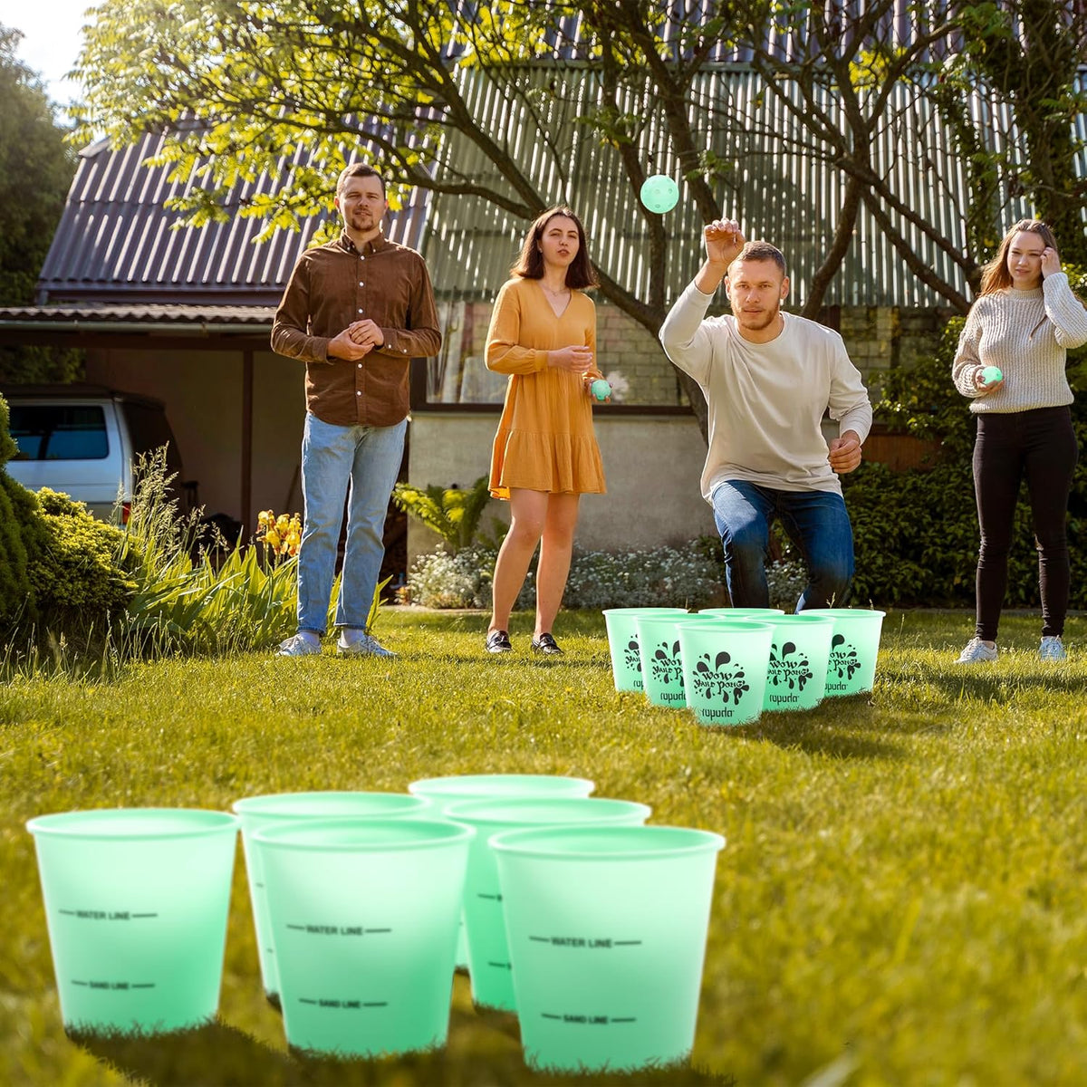 Giant Yard Pong, Yard Games with 12 Buckets, Outdoor Toss Games Set