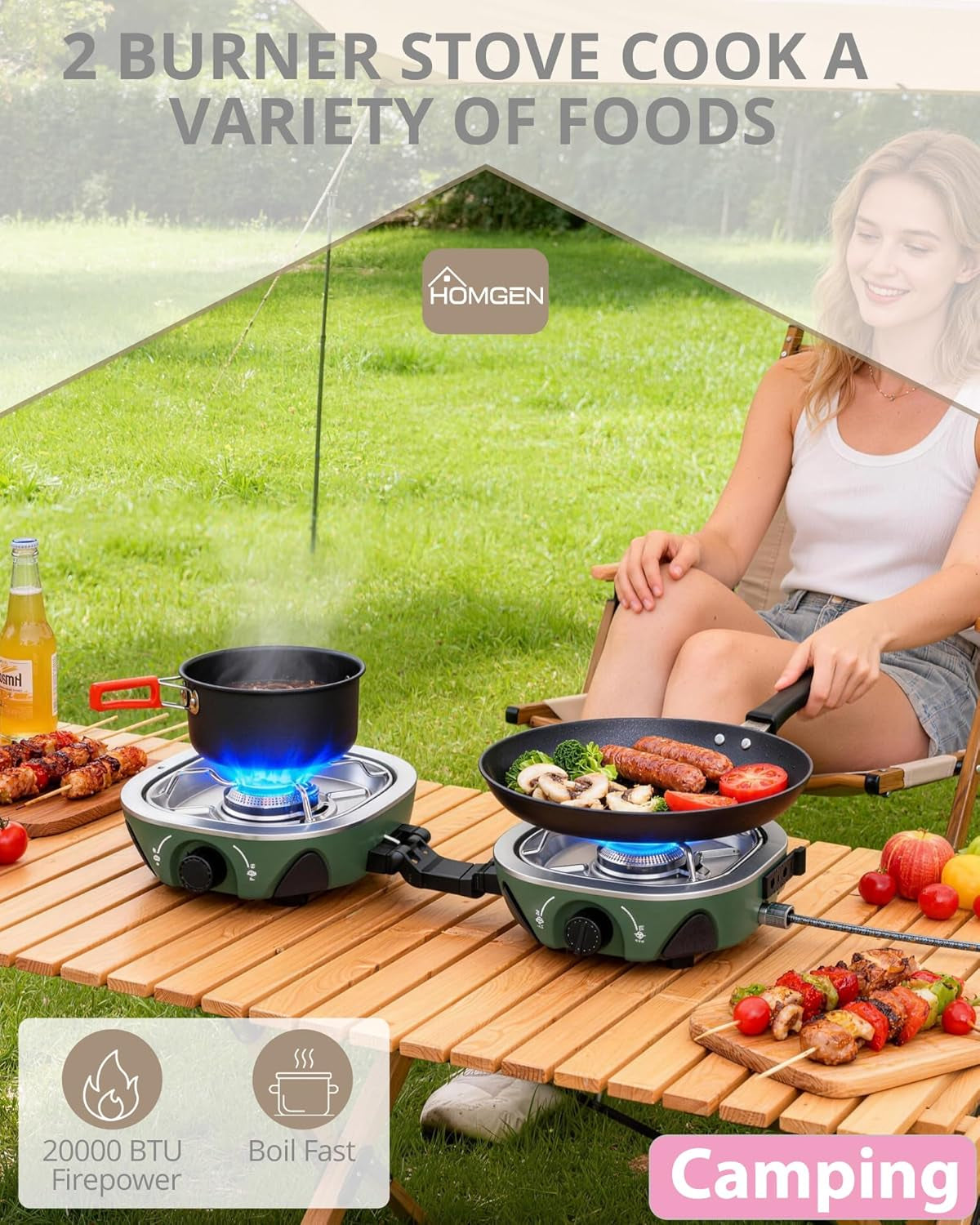 Popular Camping Cooking Set & Camping Stove 2 Burner