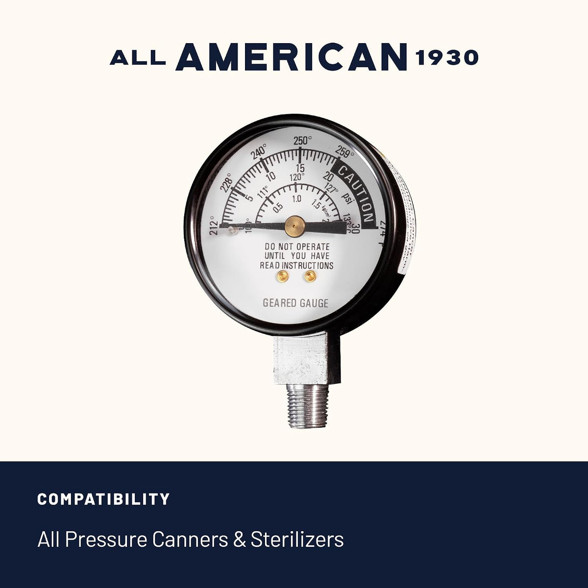 1930 - Pressure Dial Gauge - Easy to Read - Fits All Our Pressure Cookers/Canners