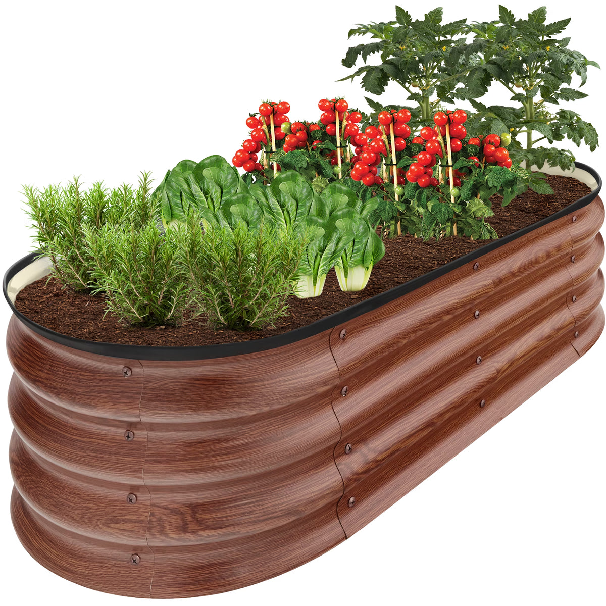 Raised Metal Oval Garden Bed Planter (4x2x1 Ft)
