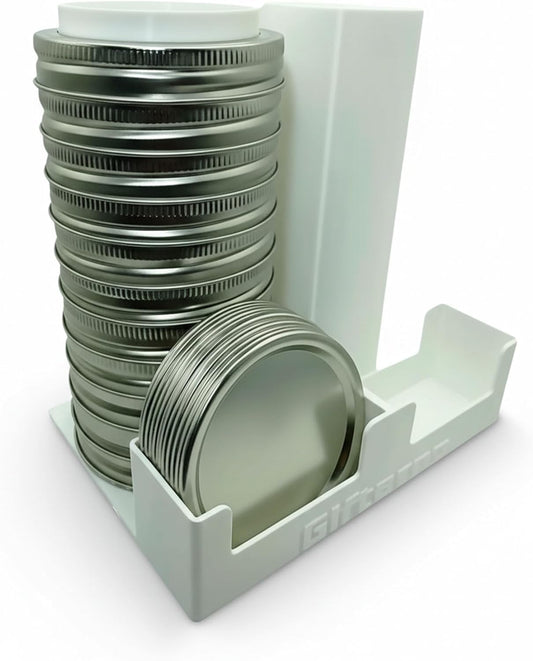 Regular Mason Jar Lid Organizer | Canning Ring Storage Holder Rack Holds 24 Lids & 24 Rings for Kitchen Cabinet, Pantry and Countertop Organization