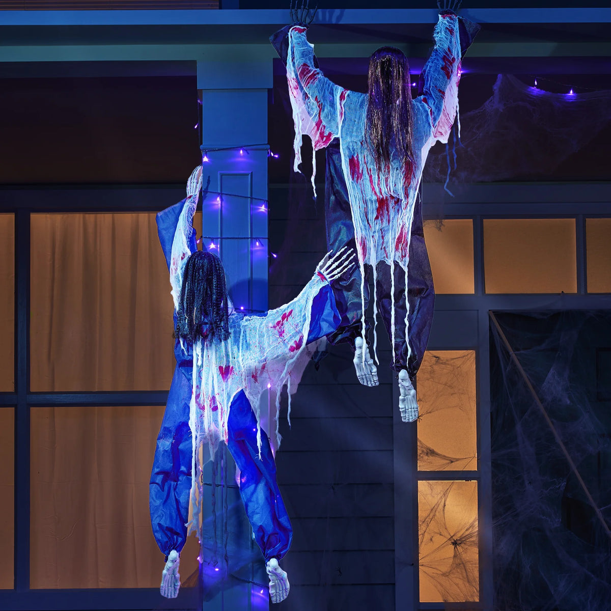 Joyfy 47'' Halloween Climbing Zombie Outdoor Wall Decor, 2 Pcs Halloween Zombie Undead Wall Climber for Halloween Yard Patio Wall Decor Party Supplies