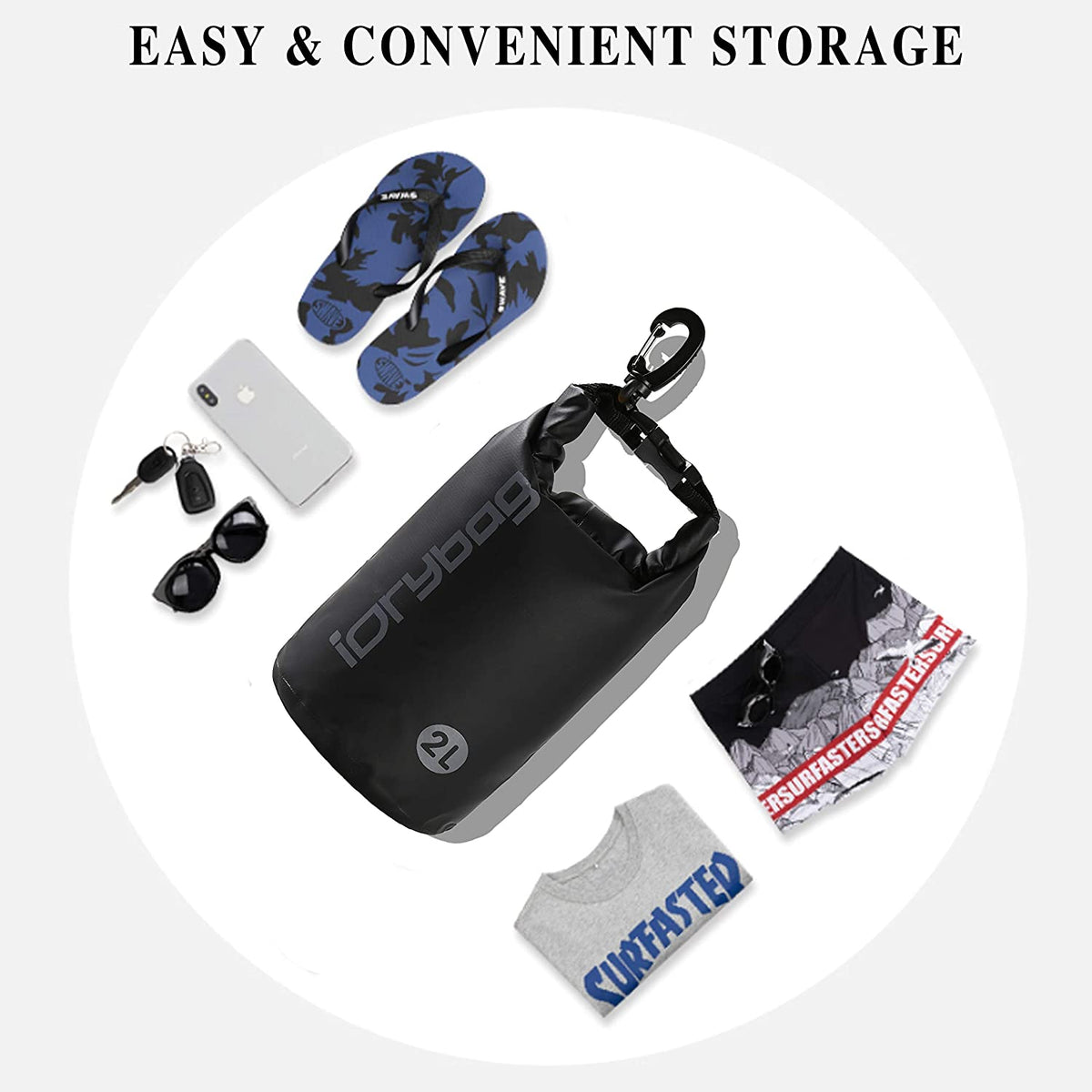 Dry Bag for Kayaking Waterproof 2L/5L/10L/15L/20L, Small Dry Sack Waterproof Bag for Boating