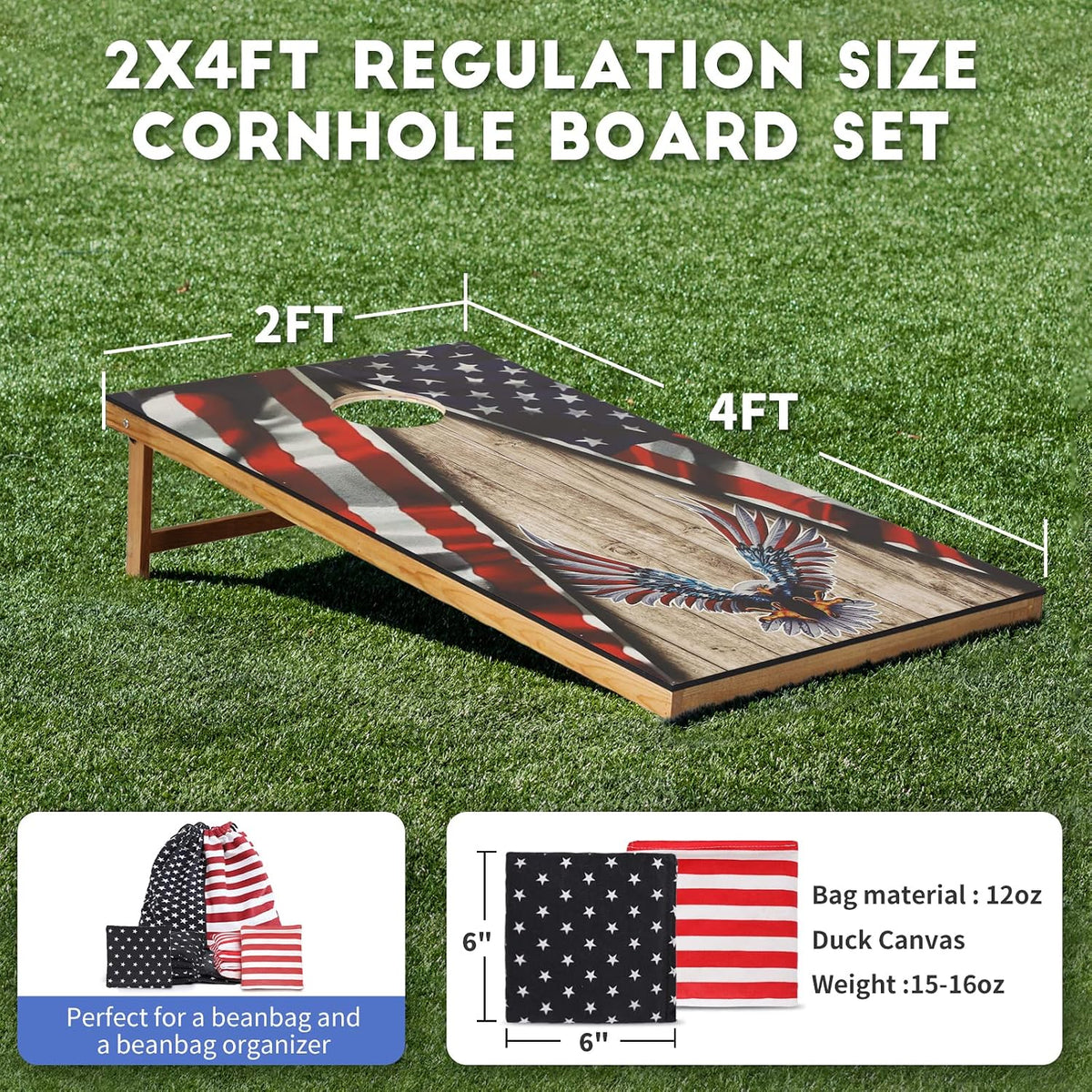 Cornhole Set, Corn Holes Outdoor Game, Regulation Cornhole Boards