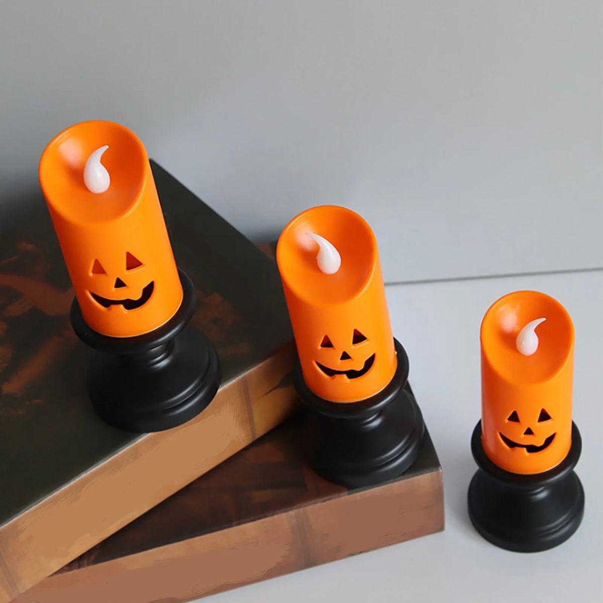 Suncoda Halloween Pumpkin Lights, Halloween LED Candle Light Halloween Decoration Pum-Pkin Lantern Pumpkin Decorations, Halloween Gifts (3Pcs)