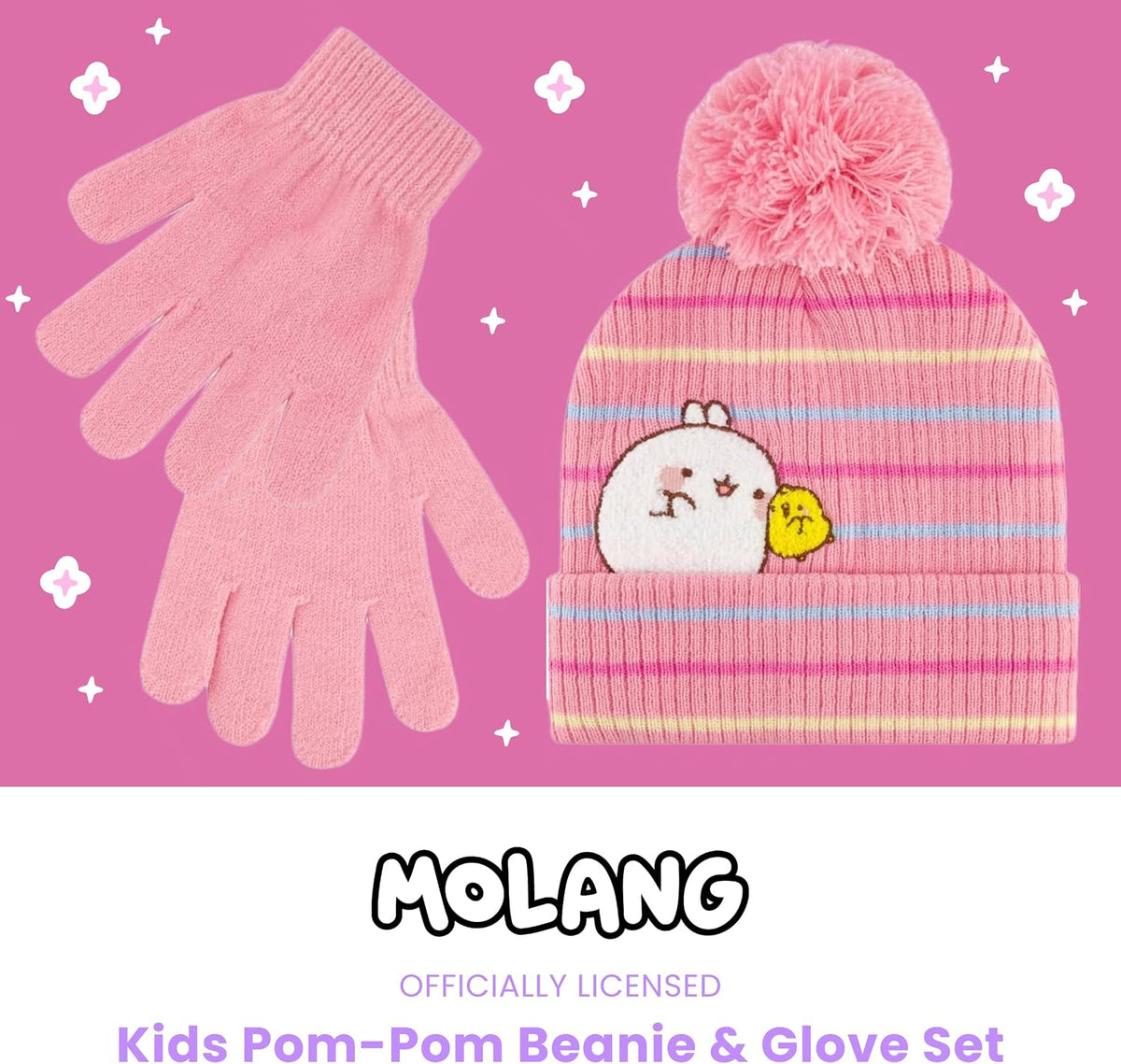 Molang Piu Piu Winter Beanie Hat, Pink, One Size