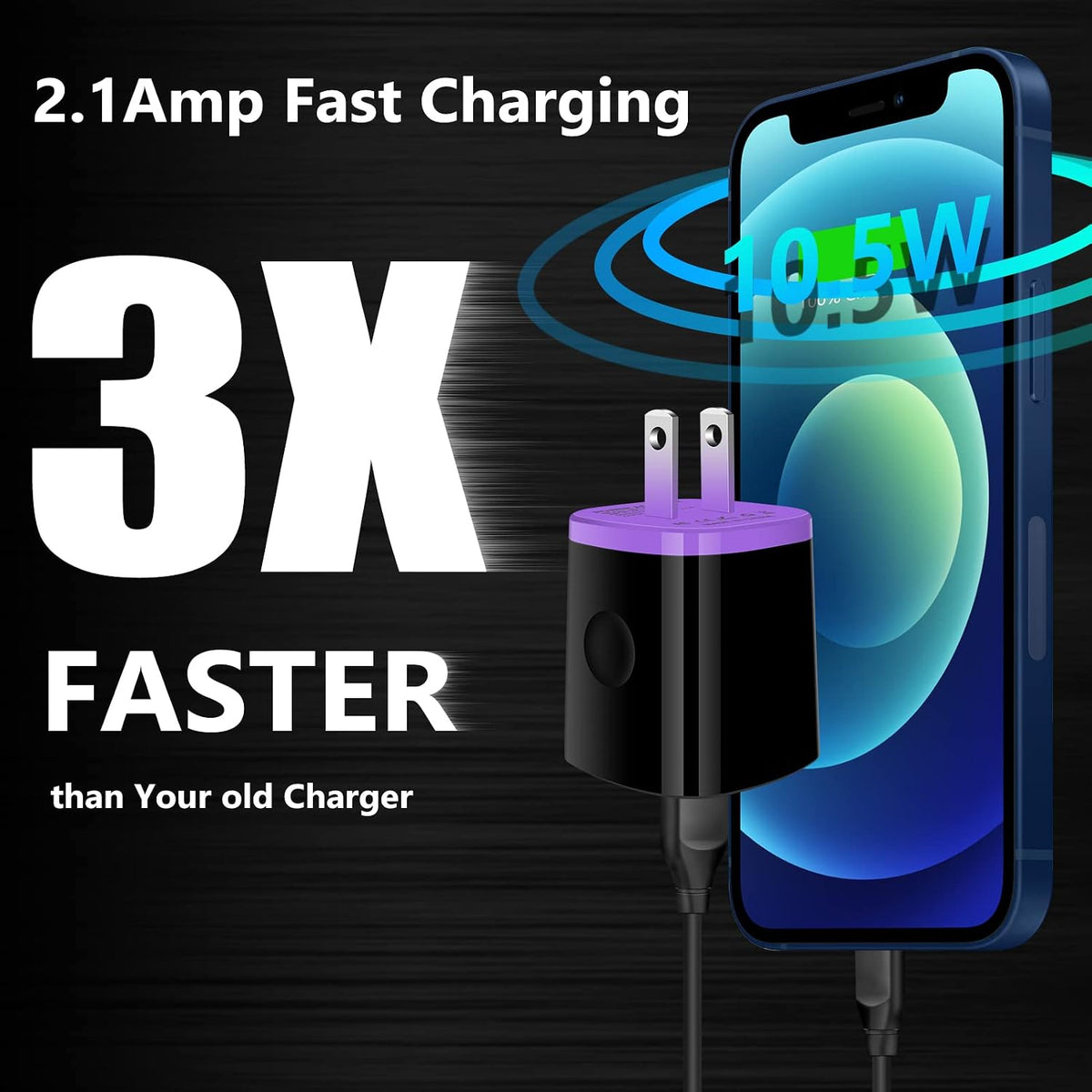 Iphone USB Wall Charger Adapter, Charger Brick,  5Pack 2.1A Dual Port